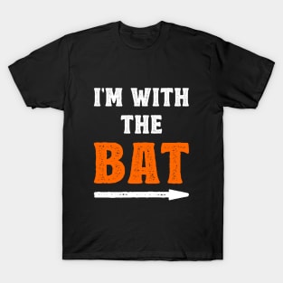 Funny Halloween I'm With The Bat Costume Couple T-Shirt